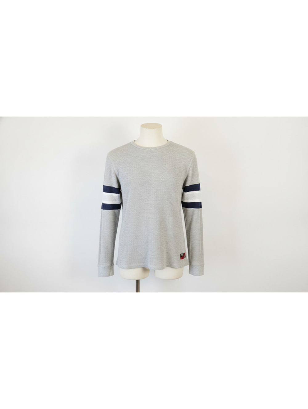 Company Eight One Men's Long Sleeve Thermal Grey with Navy Stripes, Size XL